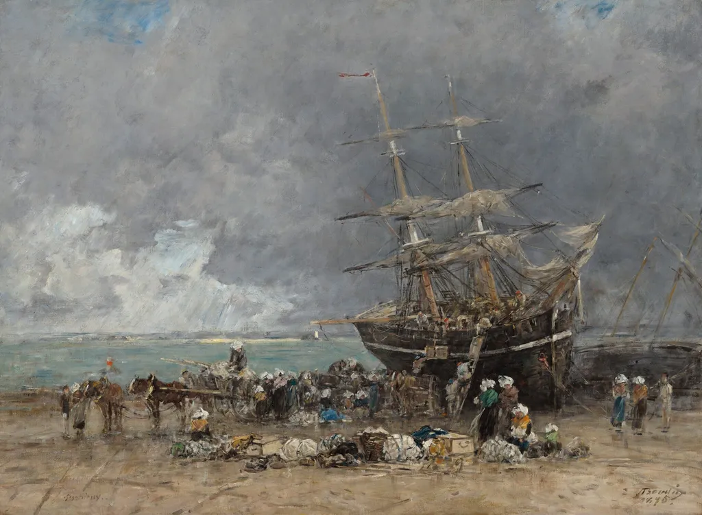 Return of the Terre-Neuvier, by Eugène Boudin, oil, 1875