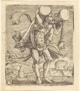Hercules Bearing the Column of Gades, by Albrecht Altdorfer, ink, 1522