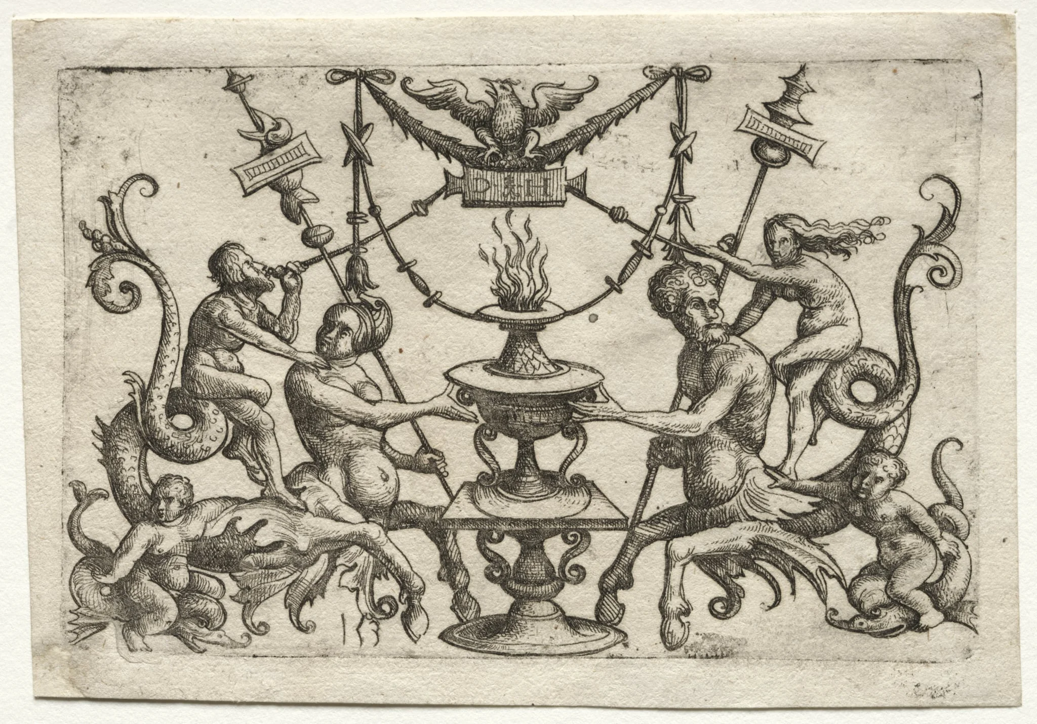 Ornament with Siren and Triton, detail