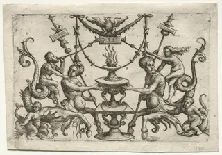Ornament with Siren and Triton, by Daniel Hopfer, 1513