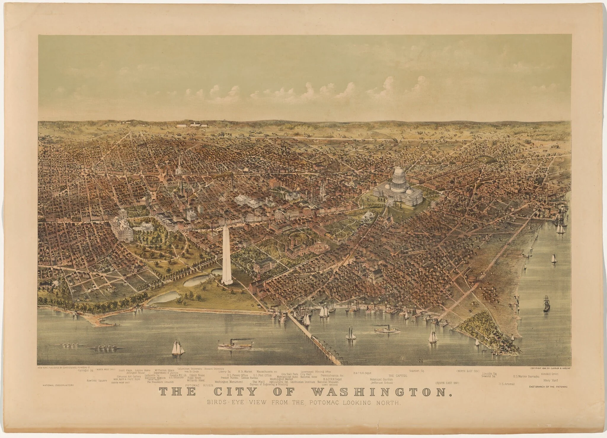The City of Washington: Bird's-Eye View from the Potomac—Looking North, detail