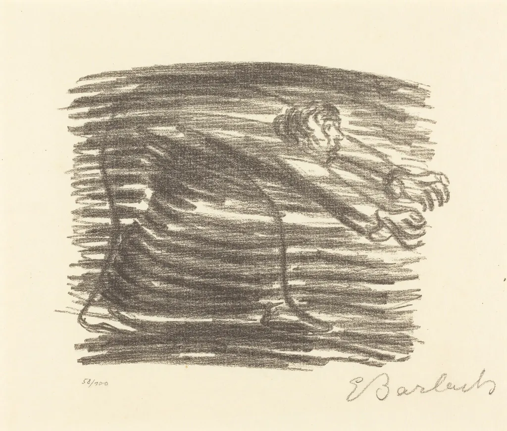 Walk in the Shadow, by Ernst Barlach, ink, 1922