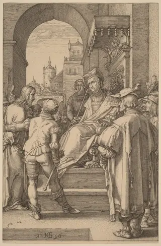 Christ before Pilate, by Hendrick Goltzius, ink, 1596