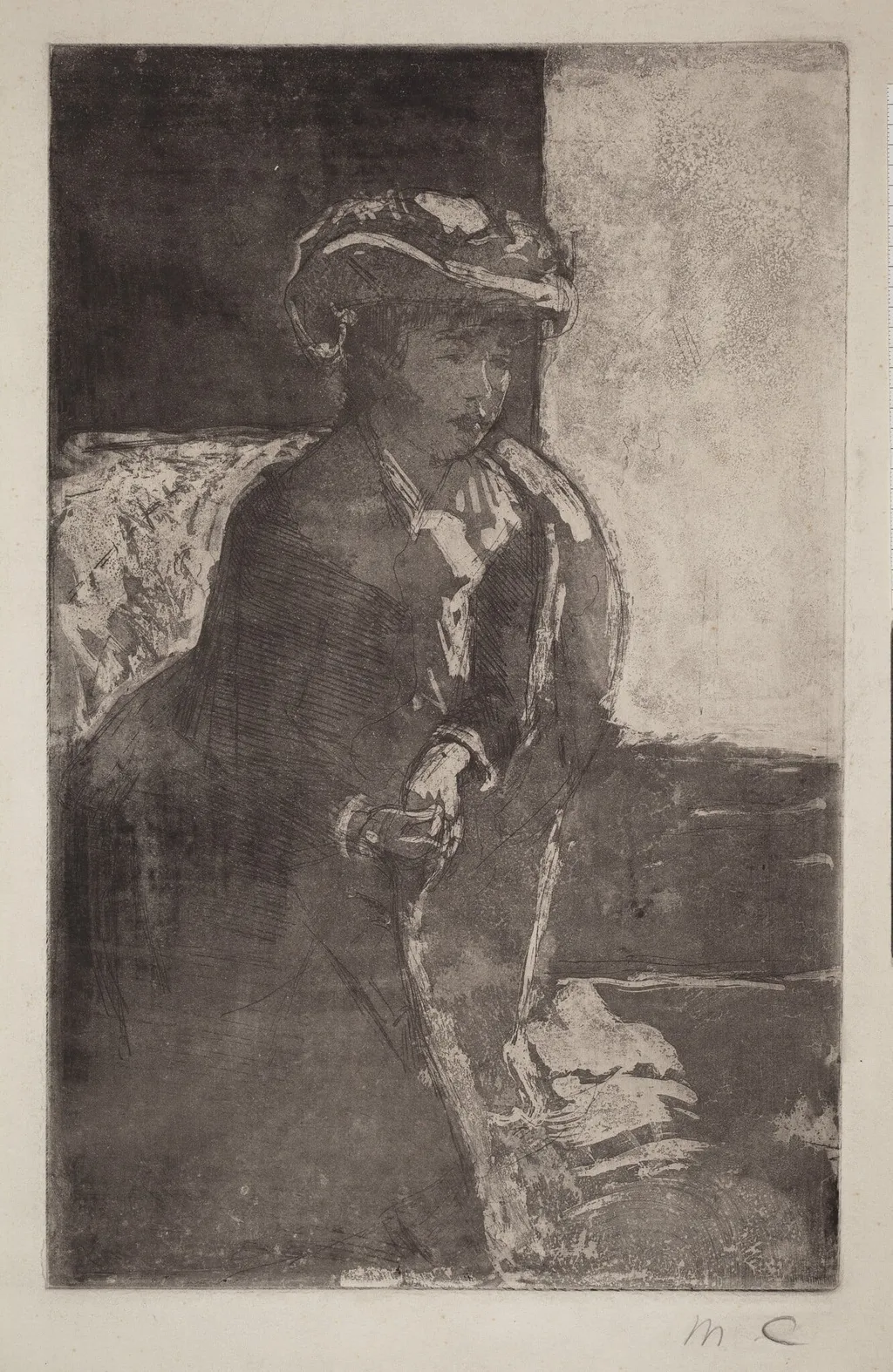 The Corner of the Sofa (No. 3), by Mary Cassatt, ink, 1879