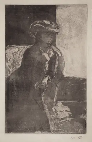 The Corner of the Sofa (No. 3), by Mary Cassatt, ink, 1879