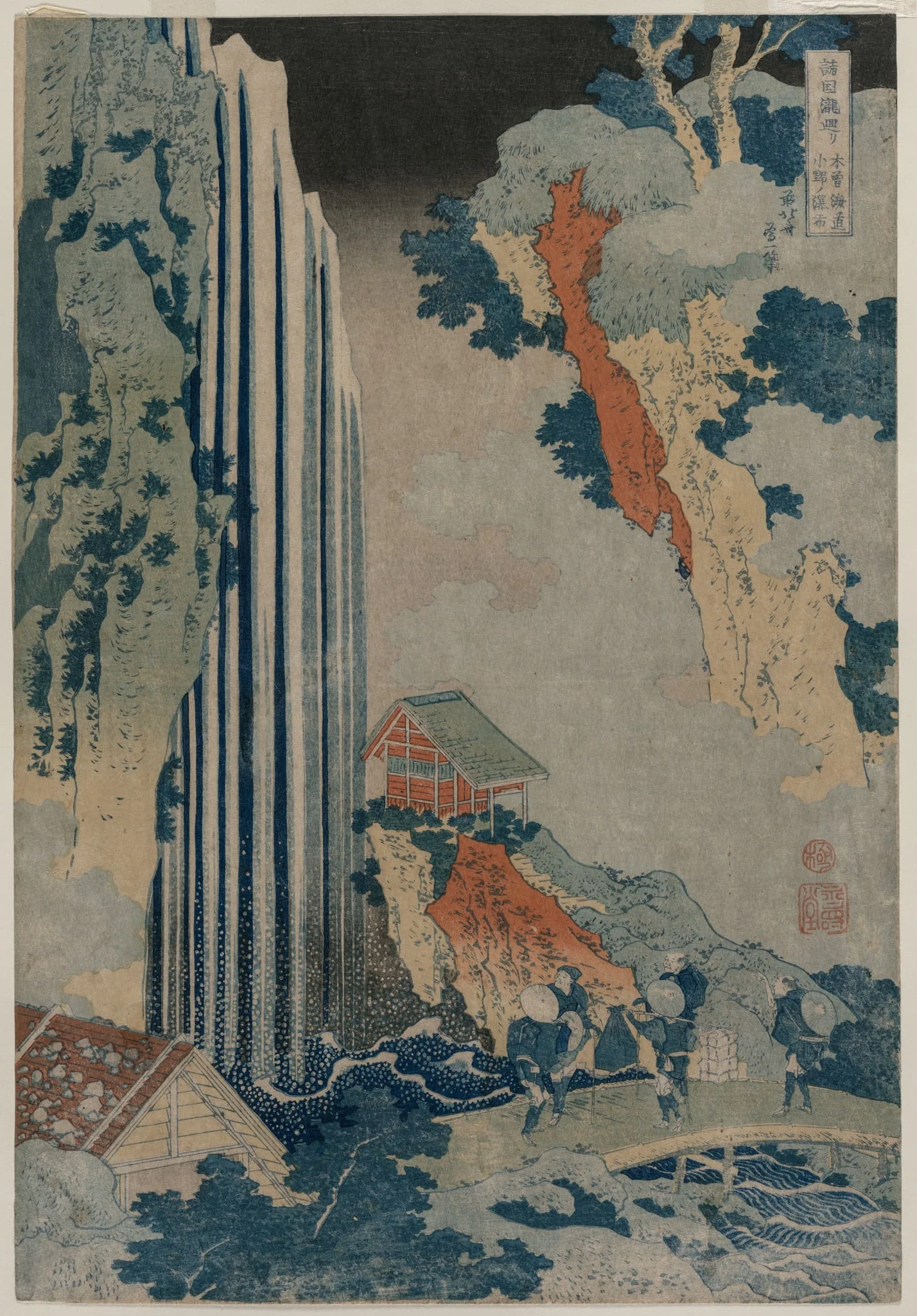 Ono Waterfall on the Kiso Road (from the series a Tour of Waterfalls in the Provinces), detail