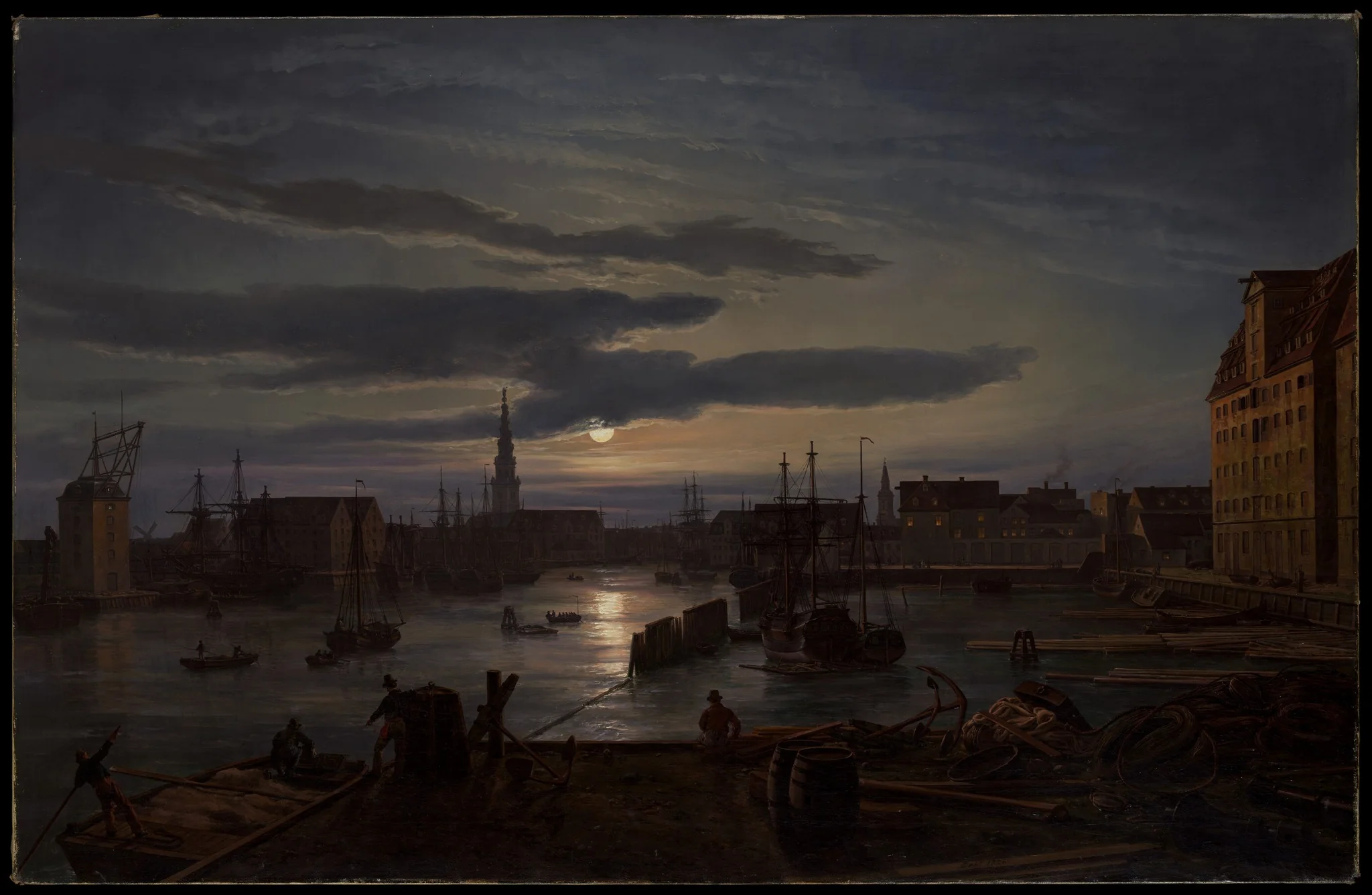 Copenhagen Harbor by Moonlight, detail
