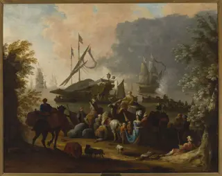Scene in an Eastern port, by Hendrik van Minderhout, oil, 1674