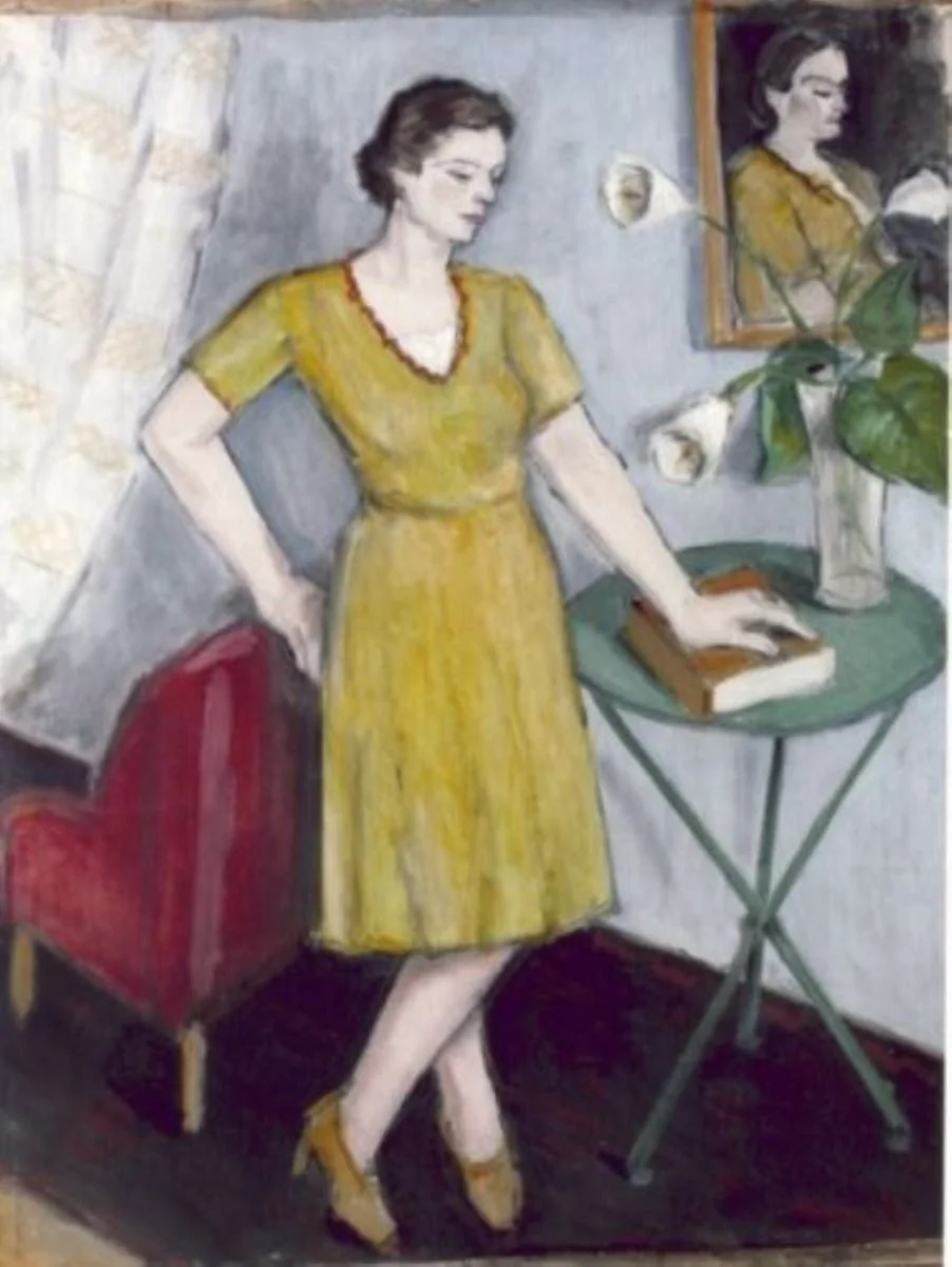 Femeie în galben, detail