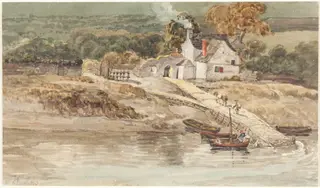 Landing Place near Tintern Abbey, by James Ward, graphite, 1802