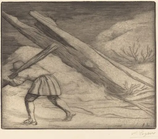 Winter, 1st plate (L'hiver), by Alphonse Legros, ink, 1874