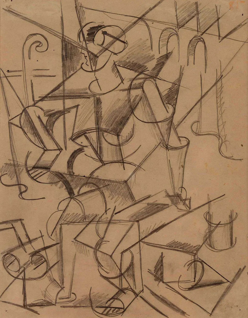 Μελέτη για την "Καθιστή μορφή", by Liubov Popova, 1916