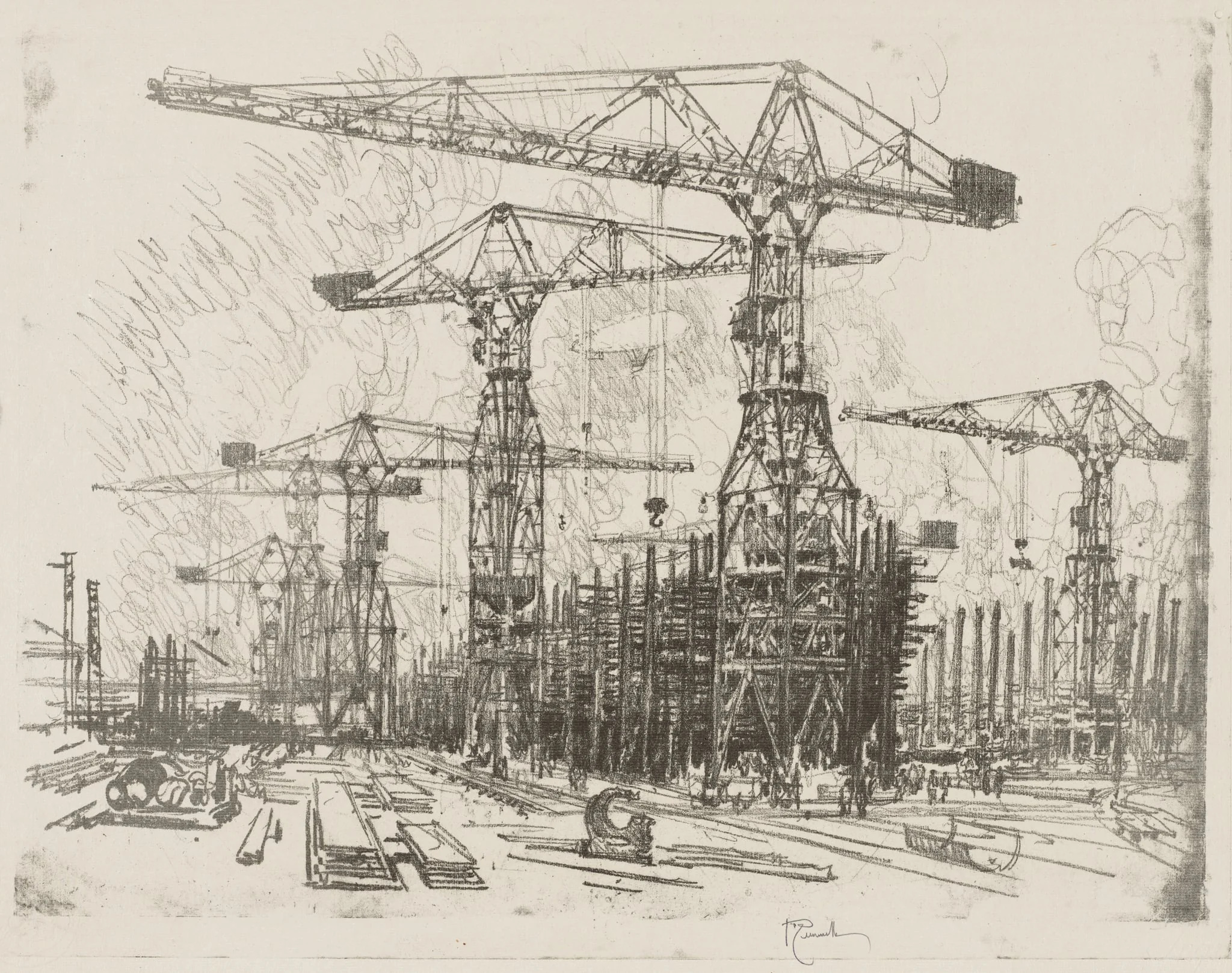 English War Work: The Old Shipyard, detail