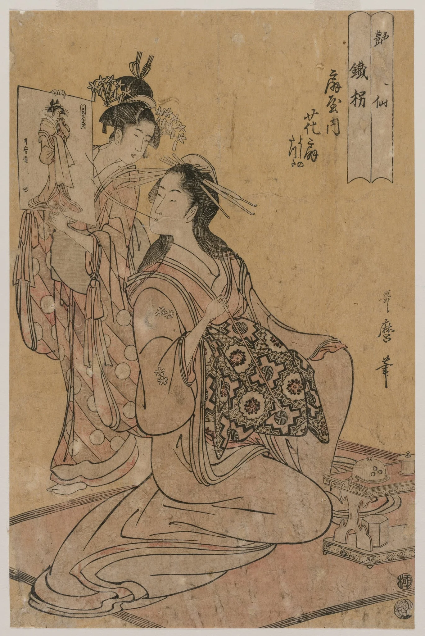The Courtesan Hana-ogi of Ogiya as the Sennin Tekkai (from the series Eight Immortals of Sensuality), detail