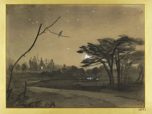 Gore House by moonlight, by Edwin Landseer, 1825
