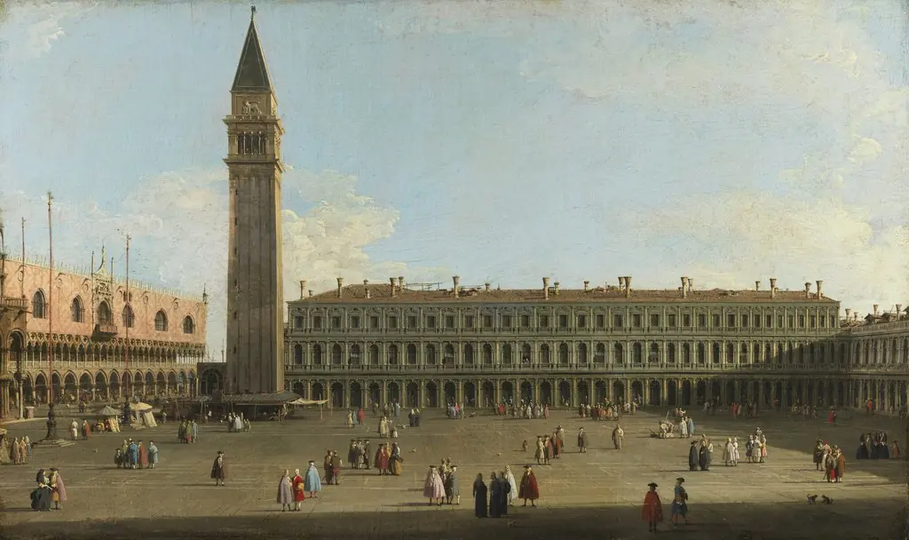 Saint Mark's Square, Venice, by Bernardo Bellotto, oil, 1756