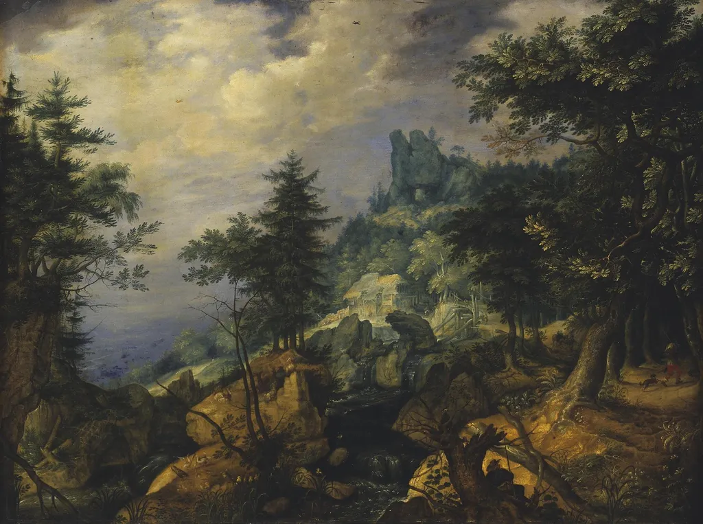 Tyrolean Landscape (The Flight into Egypt), by Roelant Savery, unspecified, 1606