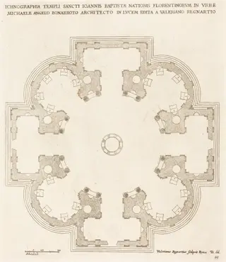 Ground Plan of the Church of Saint John the Baptist, by Valerien Regnard, ink, 1650