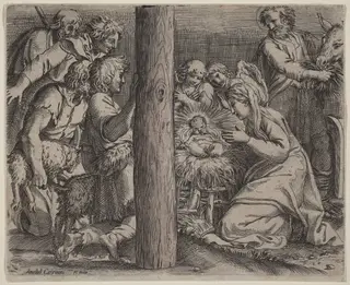 The Adoration of the Shepherds, by Annibale Carracci, ink, 1606