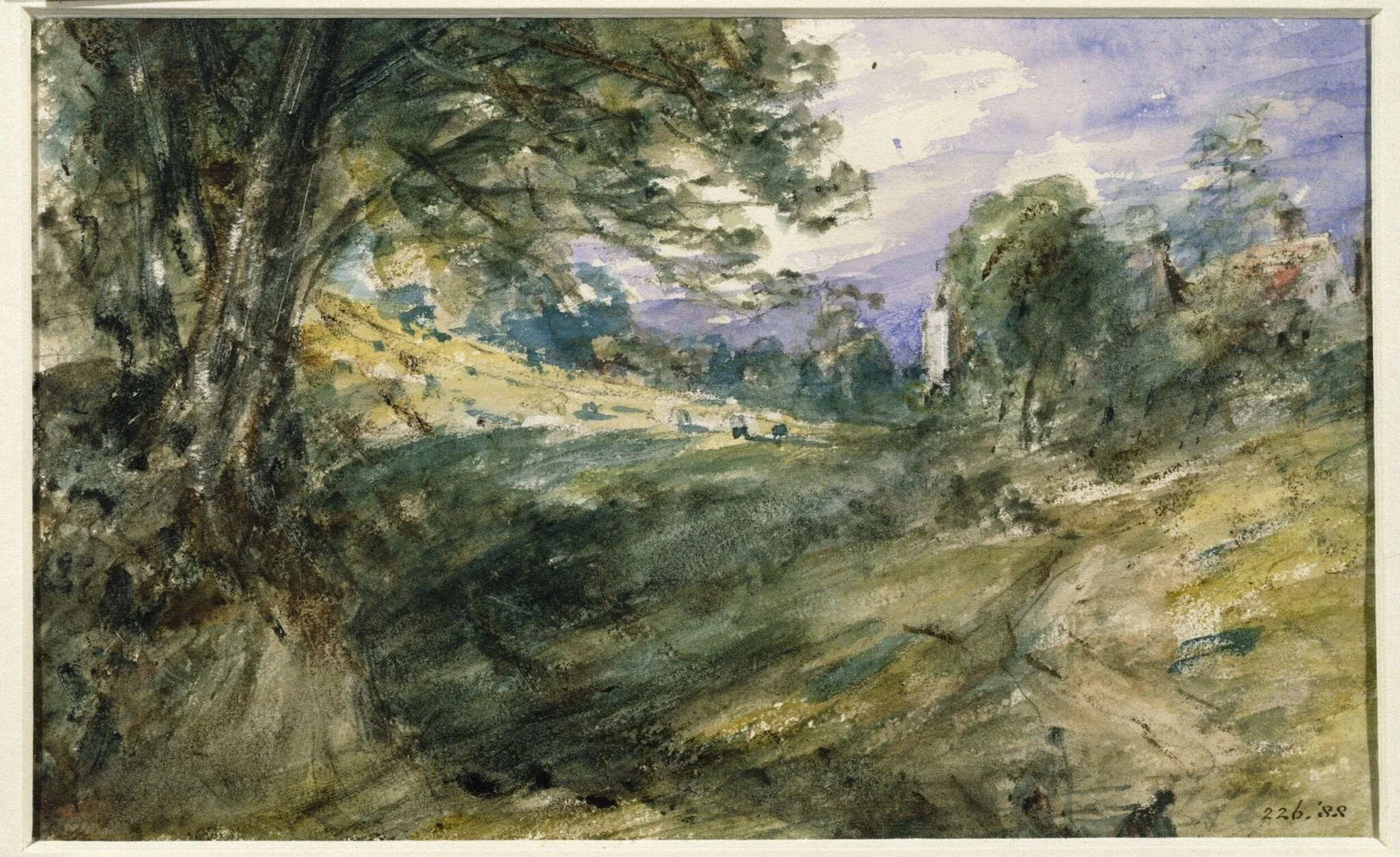Cottages on high ground., detail