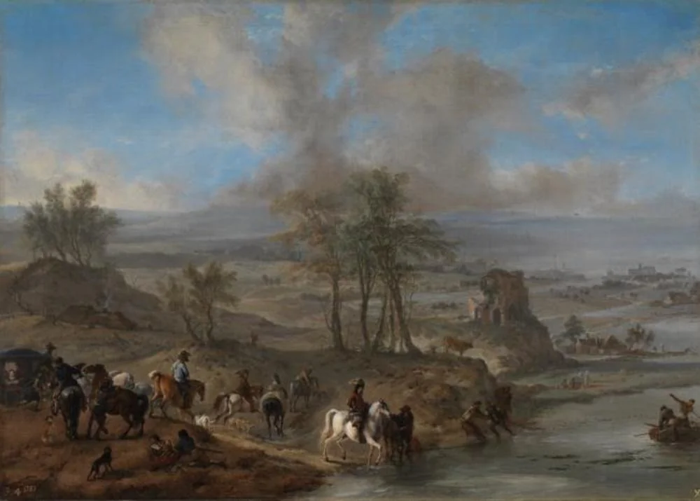 Hunting Party and Fishermen, detail