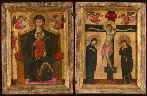 Diptych of the Virgin and Child Enthroned and the Crucifixion, by Eastern Mediterranean