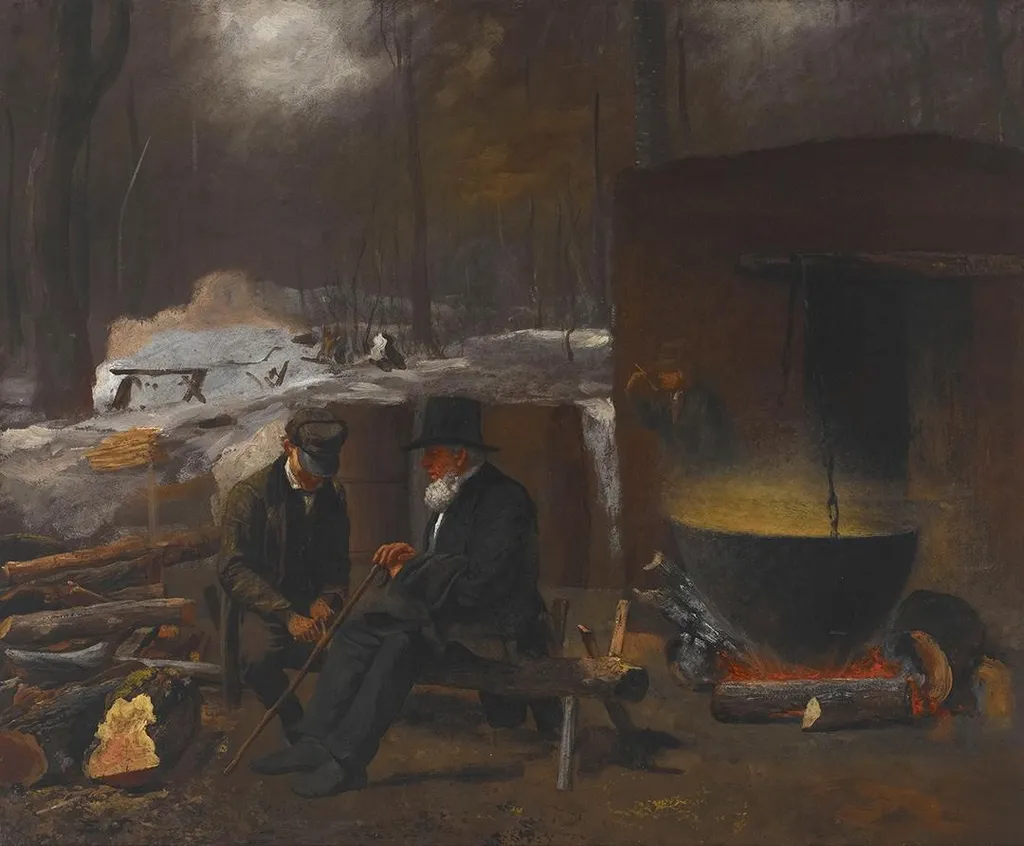 At the Camp—Spinning Yarns and Whittling, by Eastman Johnson, unspecified, 1865