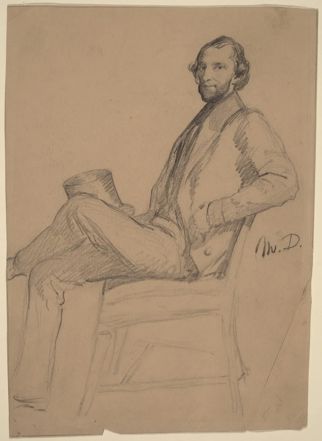 Seated Study of M.D., by Eastman Johnson, graphite, 1865