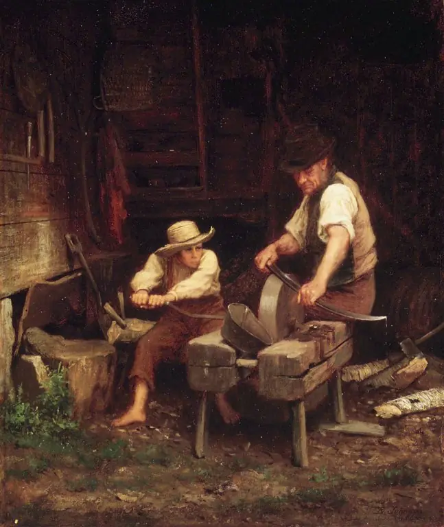 Sharpening the Scythe, by Eastman Johnson
