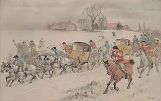 Diana Wood's Wedding : Returning from Church, by Randolph Caldecott, watercolor, 1883