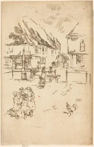 The Cock and the Pump, by James McNeill Whistler, ink, 1887