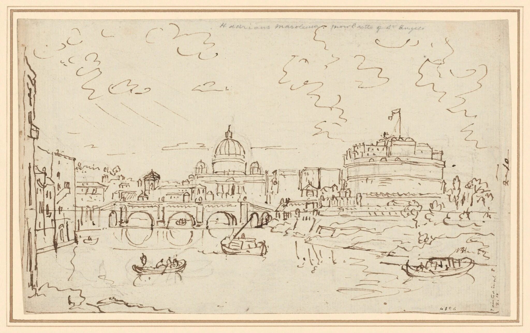 The Tiber with Saint Peter's and the Castel S. Angelo (recto), detail