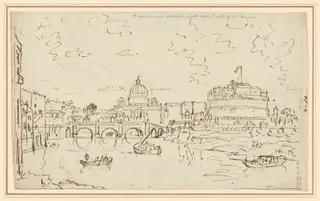 The Tiber with Saint Peter's and the Castel S. Angelo (recto), by William Marlow, graphite, 1766
