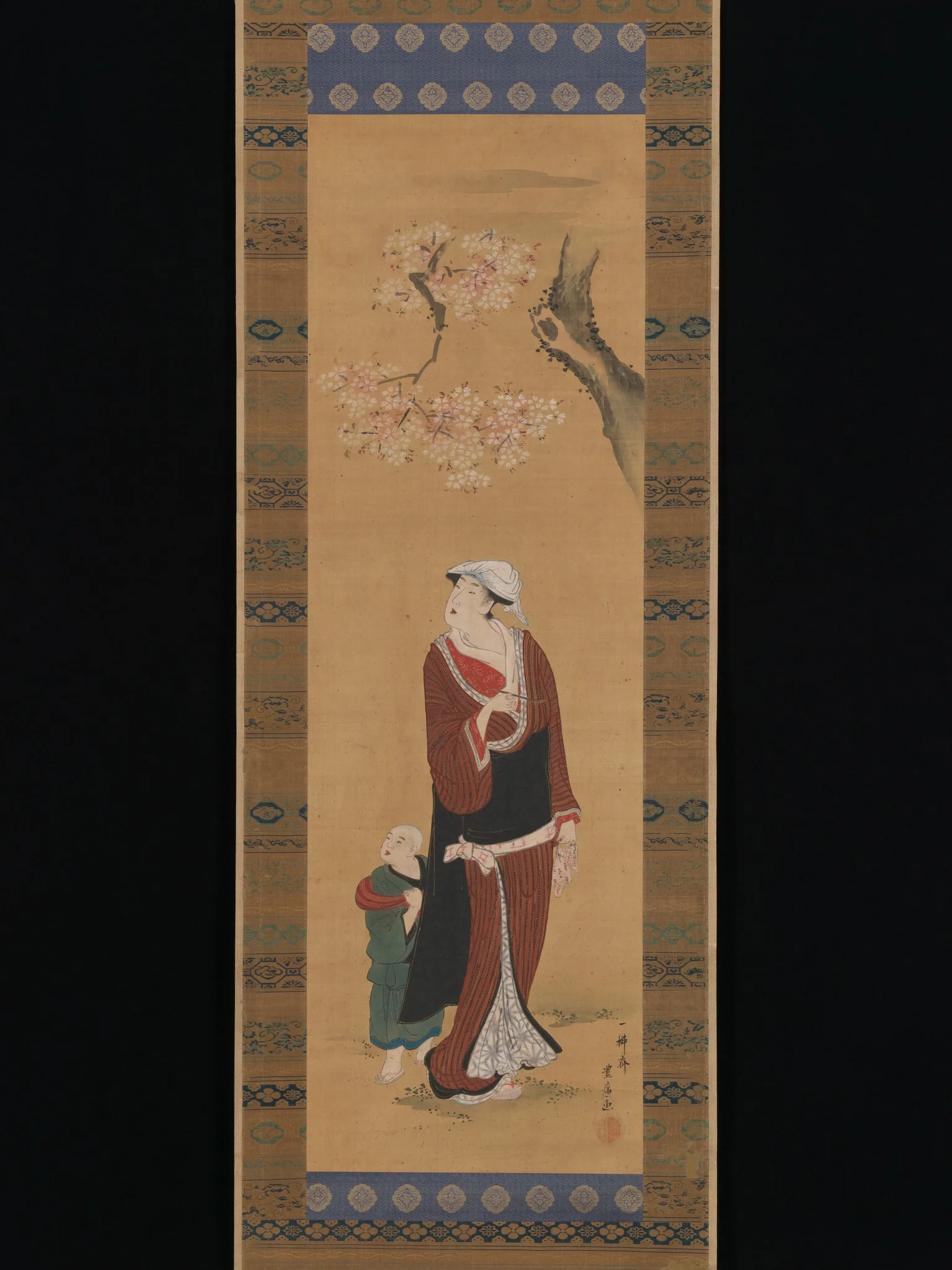 Woman and Child under a Cherry Tree, detail