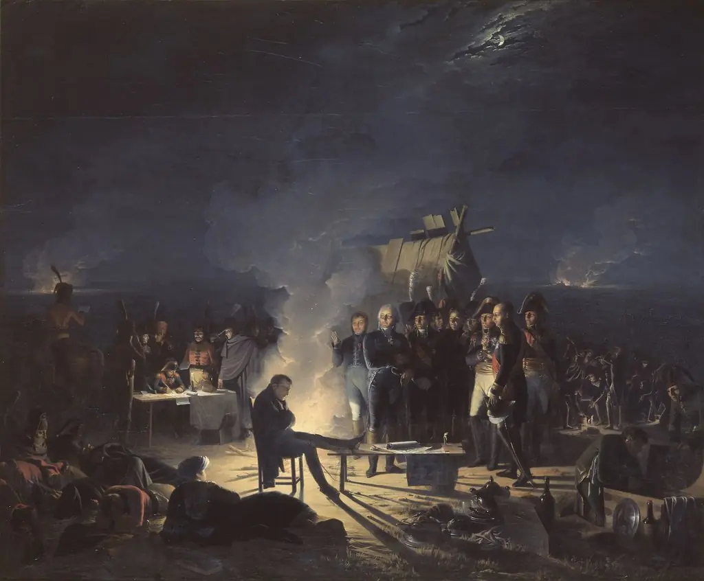 Napoleon's Bivouac on the Battlefield of Wagram, by Adolphe Roehn, oil, 1830