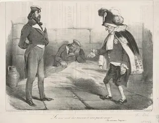 La cour rend des services et non pas des arrêts!, by Honoré Daumier, ink, 1835