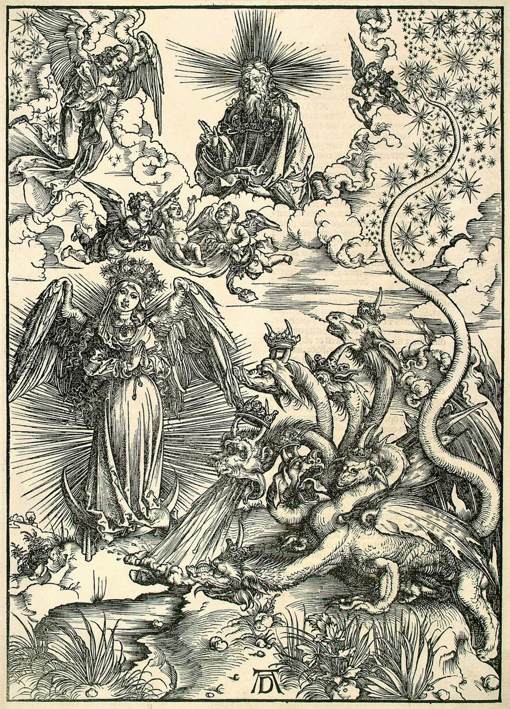 The Apocalyptic Woman, by Albrecht Dürer, ink, 1497
