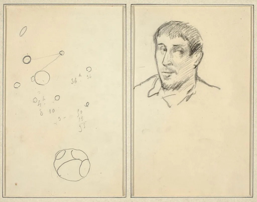 Circles and Numbers; Self-Portrait [recto], by Paul Gauguin, graphite, 1885