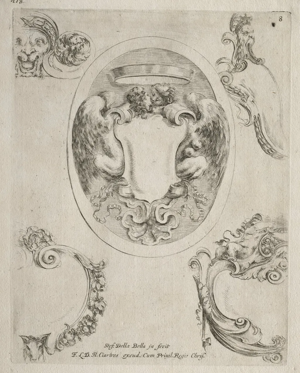 Collection of Various Caprices and New Designs of Cartouches and Ornaments:  No 8, by Stefano Della Bella, 1646