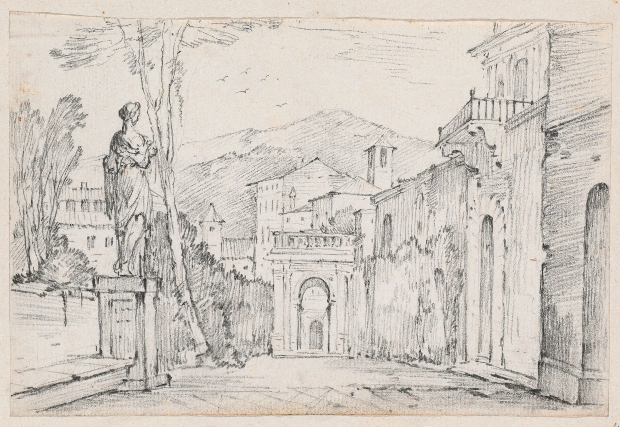 A Roman Street with Monte Cavo in the Distance, detail