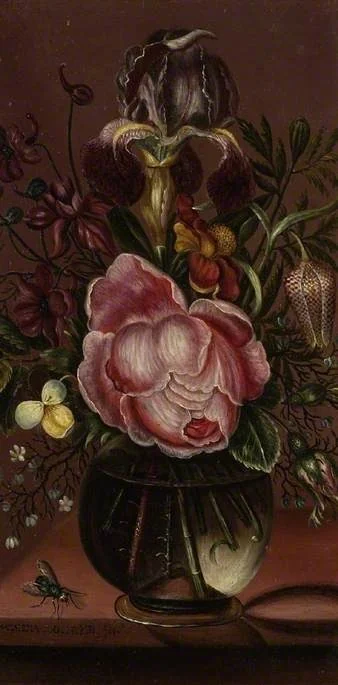 Flowers in a glass vase, detail