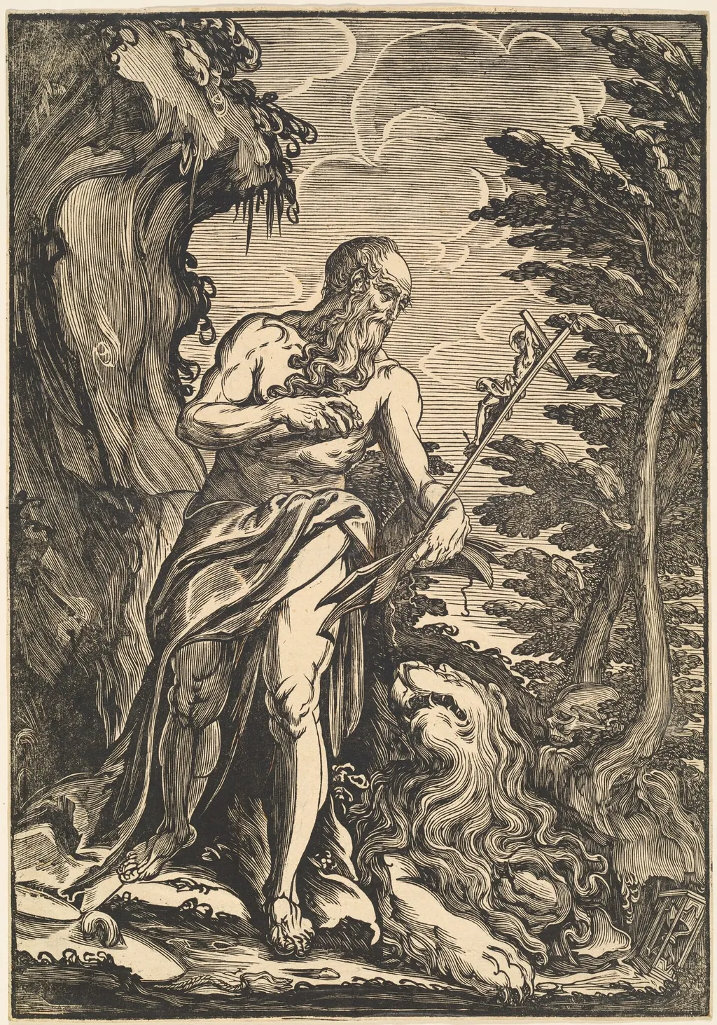 Saint Jerome, by Giuseppe Scolari, ink, 1600