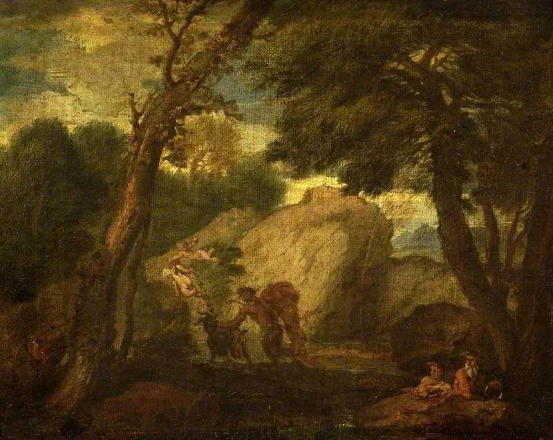 Landscape with mythological figures, detail