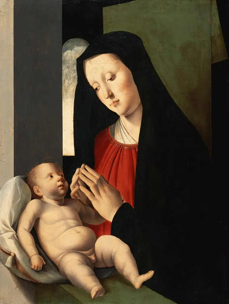 Mary adoring the Child, by Alvise Vivarini, paint