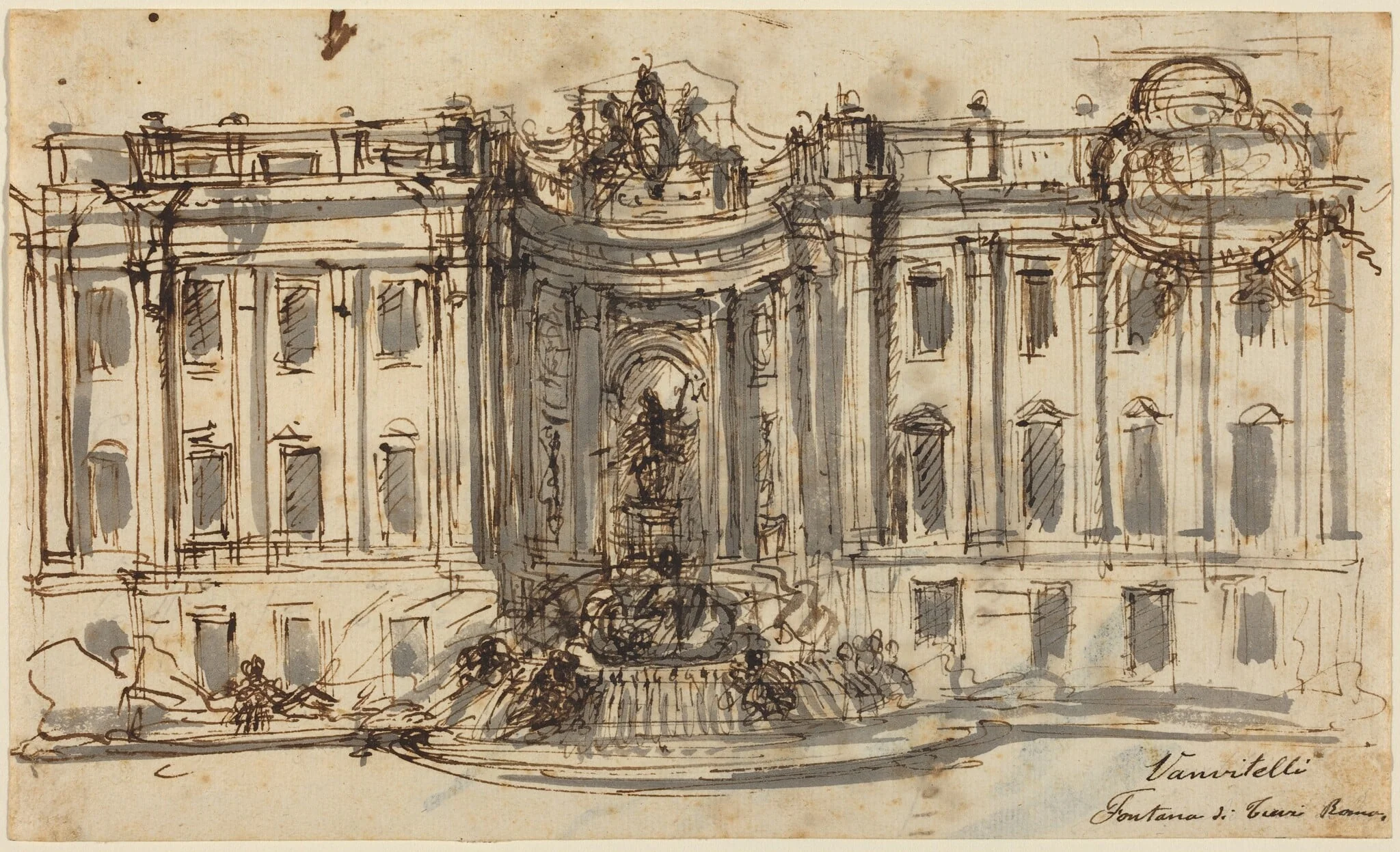 Proposal for the Trevi Fountain, detail