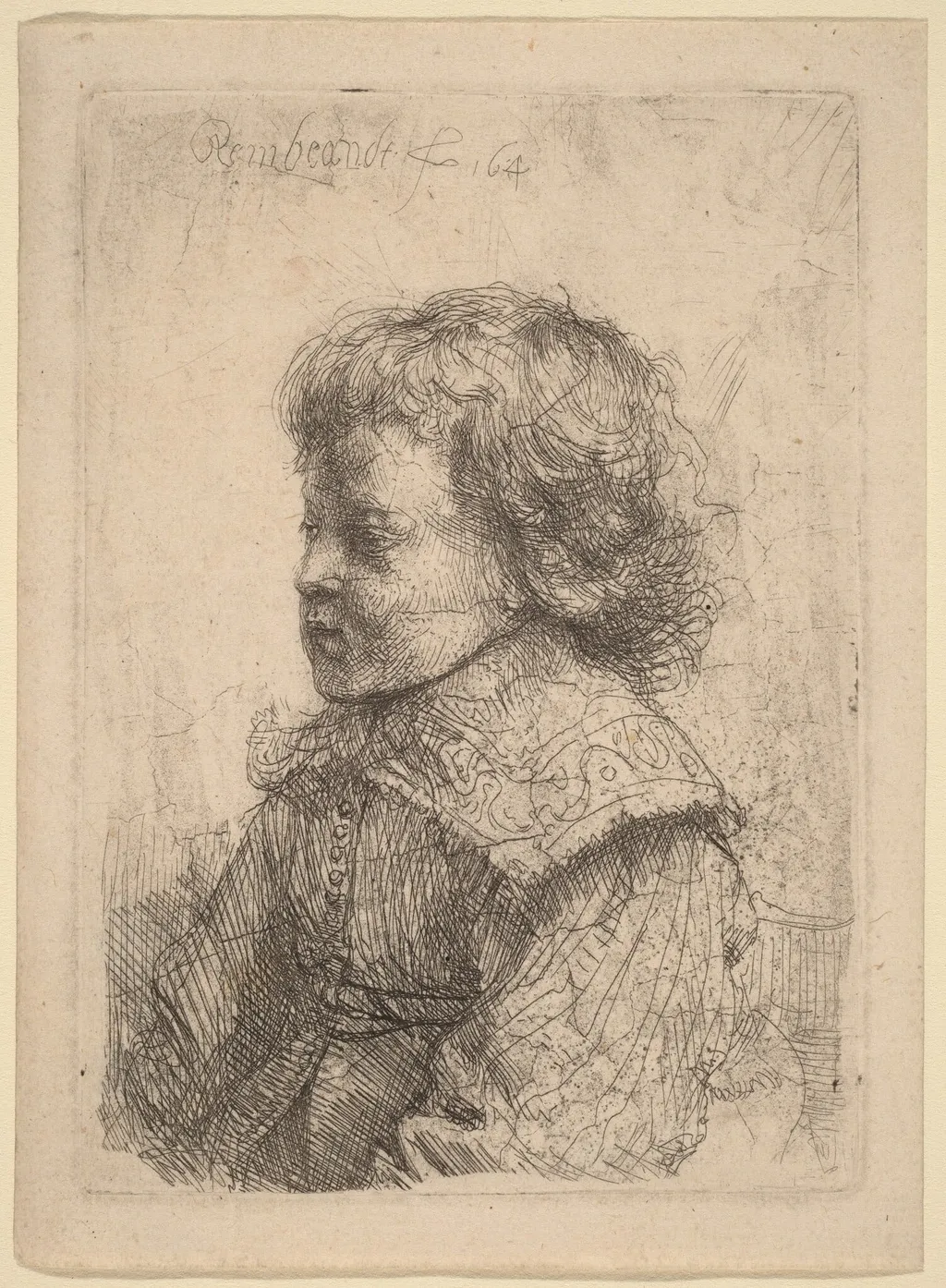 Portrait of a Boy in Profile, by Rembrandt, ink, 1641