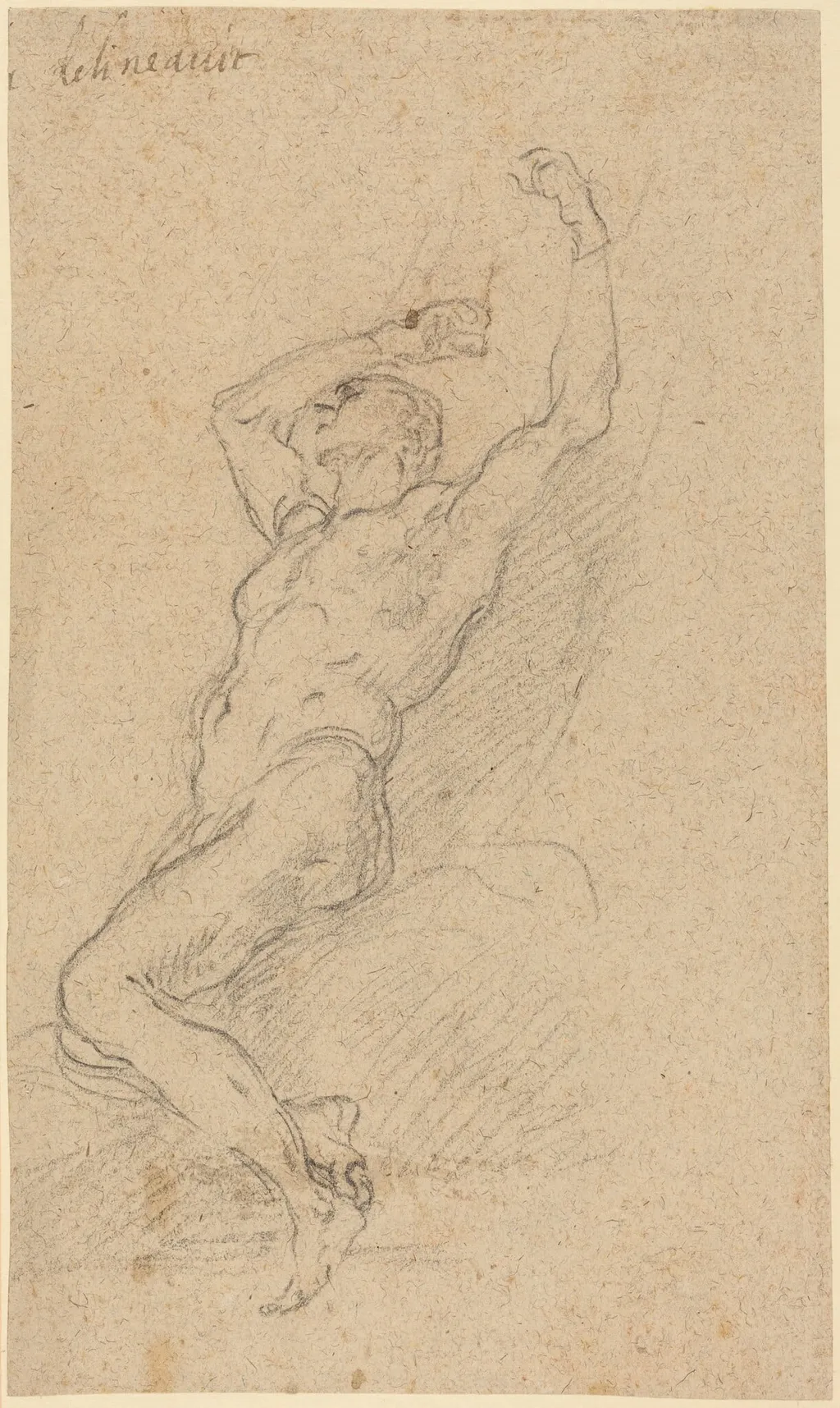 A Nude Man Chained to a Rock, by Francesco Solimena, chalk, 1702