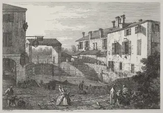 Le Porte Del Dolo, by Canaletto, ink, 1740