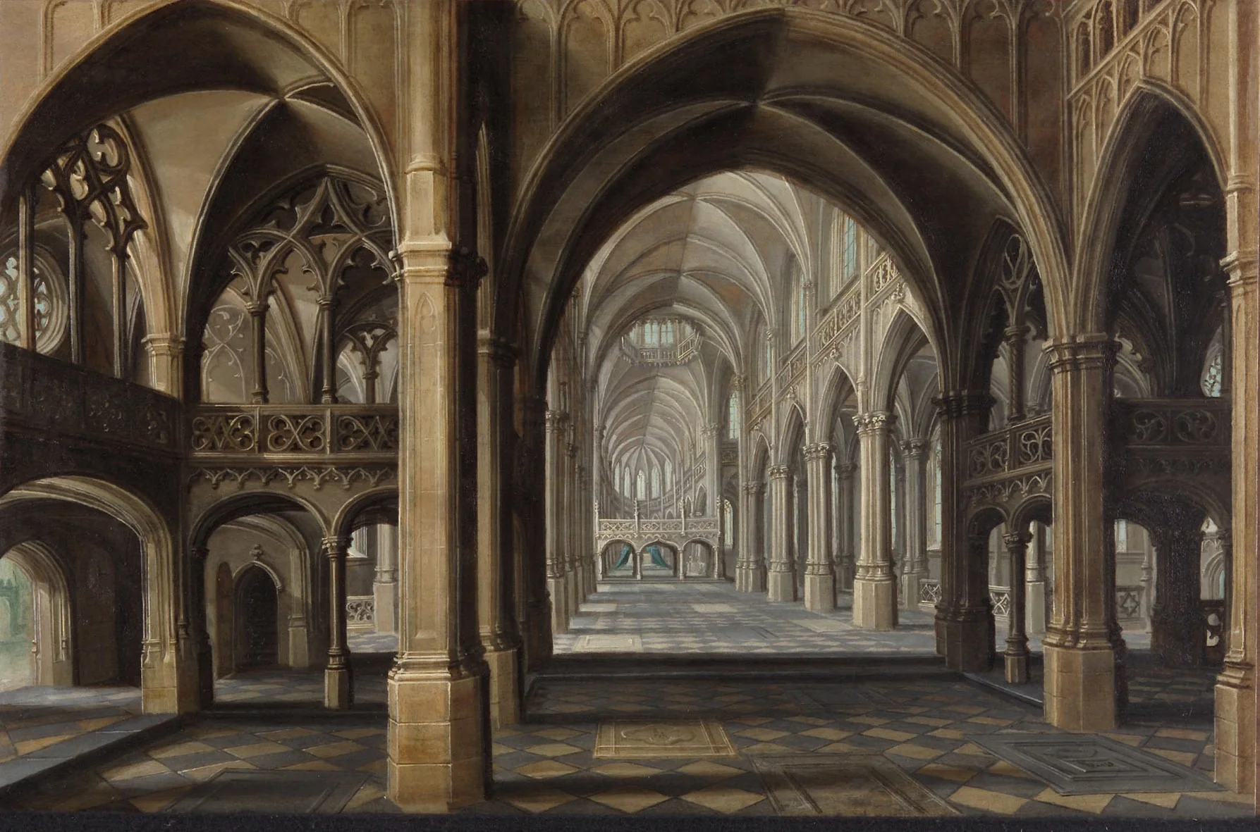 Interior of a Gothic Church, detail
