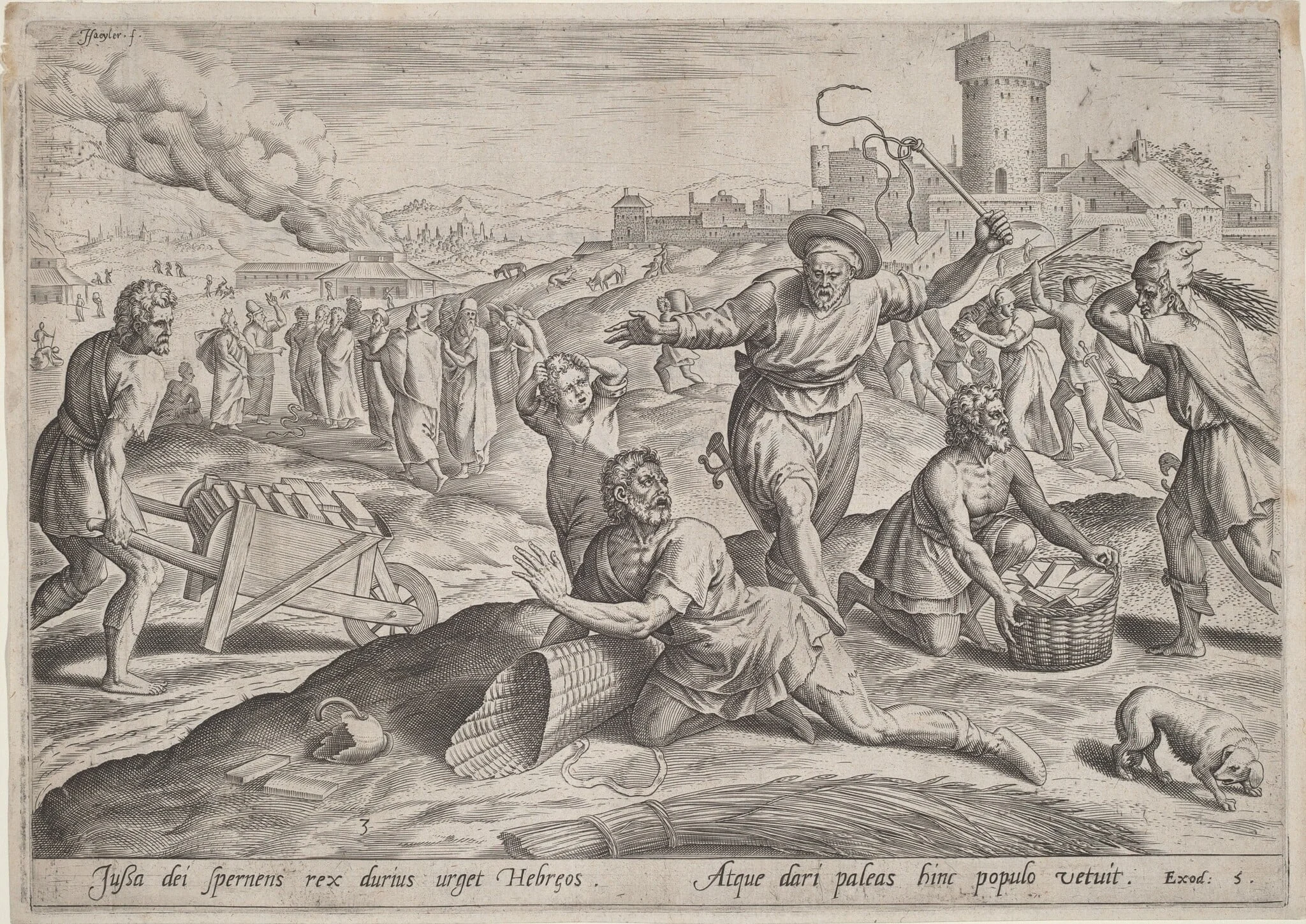 The Taskmaster of the Pharaoh Beating the Israelites, detail